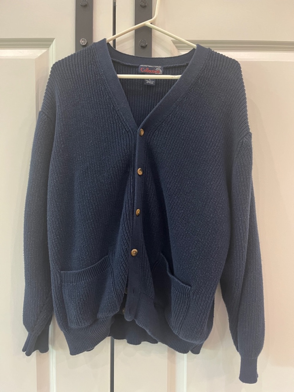 Roundtree & Yorke Navy Cotton Knit cardigan- Large